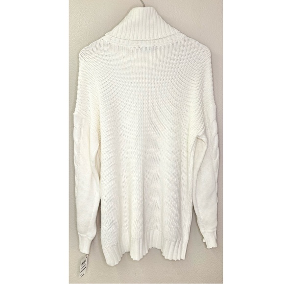 NWT INC International Concepts Cream Turtleneck Cable Knit Rhinestone Sweater - Picture 3 of 10